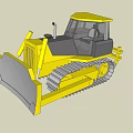 Yellow Bulldozer Functional Vehicle With Tracks Front Blade And Operator Cab 3d model