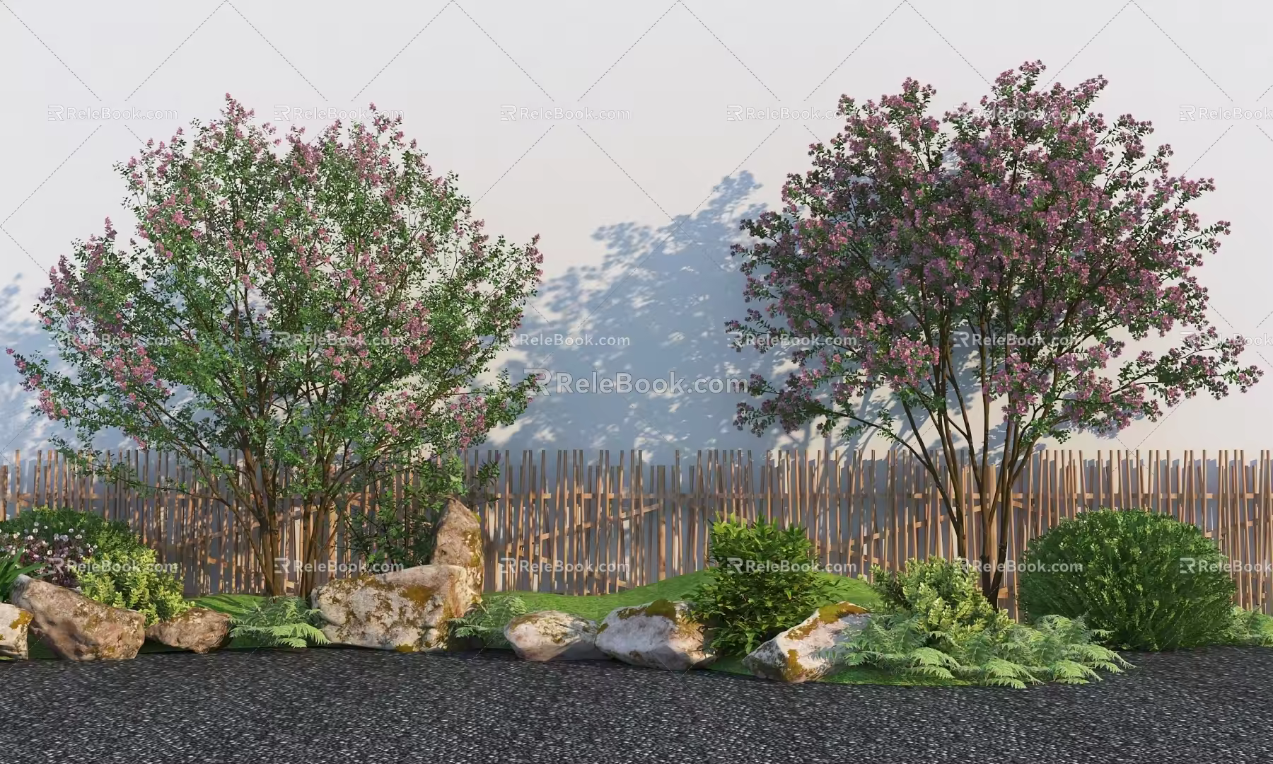 Modern Arbor Lagerstroemia indica Cluster Lagerstroemia landscape tree Osmanthus tree Begonia tree 3d model