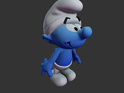 Smurf Cartoon Character With Blue Skin White Hat And Smiling Expression 3d model