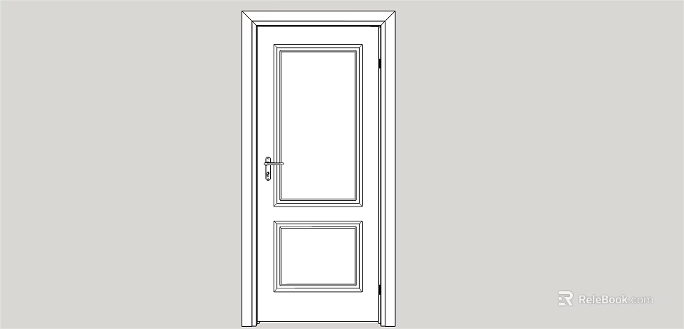 Simple Interior Hinged Door With Two Panels And Classic Handle Design 3d model 