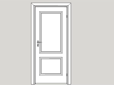 Simple Interior Hinged Door With Two Panels And Classic Handle Design 3d model