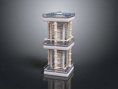 Futuristic Architecture Design With Multi Story Structure Columns And Balconies 3d model
