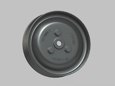 Gray Circular Metal Mechanical Component With Central Hole And Surface Text 3d model