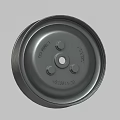 Gray Circular Metal Mechanical Component With Central Hole And Surface Text
