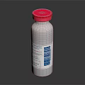 White Plastic Medical Device Bottle With Red Cap And Label Information 3d model