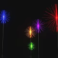 Colorful Glowing Fireworks Display On Black Background With Multicolored Bright Glow