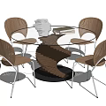 Qui Ji Leisure Table and Chair Combination Round Table Dining Table and Chair 3d model