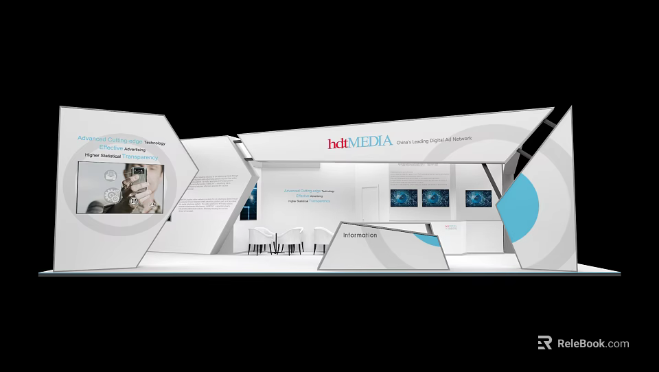 batMEDIA Exhibition Stand Design With Digital Screens And Information Panels 3d model 