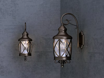 Classic Metal Frame Wall Sconces With Glass Shade For Home Wall Lighting 3d model