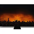 Modern Flat Screen TV Displaying Dramatic Orange Red Sky With Silhouettes 3d model