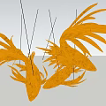 Unique Modern Artistic Yellow Feather Like Chandelier For Interior Decoration