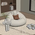 Cream Style Single Person Sofa Casual Sofa Side Corner Carpet 3d model