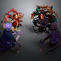 Vibrant Fantasy Characters And Mythical Creatures With Flowing Attire And Unique Features 3d model