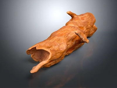 Handcrafted Wooden Animal Sculpture With Natural Stone Texture And Organic Shape Design 3d model