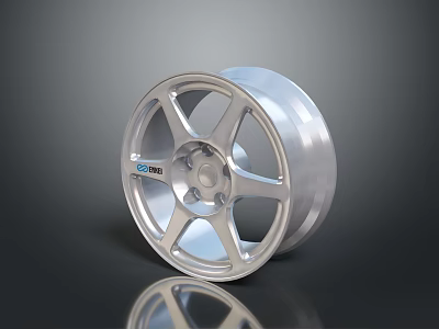 High Quality Silver Multi Spoke Automotive Alloy Wheel with Shiny Surface by ENKEI 3d model