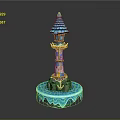 Tower Structure With Blue Spire Multi Level Platforms Small Windows Icy Base And Decorative Details