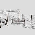 Barbed wire fence wire cable iron fence railing fence 3d model