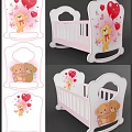 Pink Baby Crib With Cartoon Mouse Design And Heart Decorations