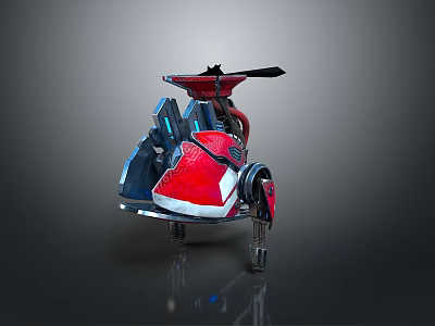 Futuristic Sci Fi Vehicle Design With Red White Body And Rotor Structure 3d model