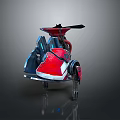 Futuristic Sci Fi Vehicle Design With Red White Body And Rotor Structure