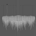 Modern White Chandelier With Dripping Strips Design Against Gray Wall 3d model
