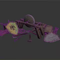 Ancient Weapons Collection Including Shield Bow Arrow Axe Hammer And Grindstone 3d model