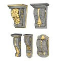 Ornate Carved Side Table with White Base Gold Accents and Intricate Leaf Patterns