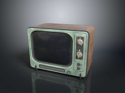 Classic Vintage Computer With Retro CRT Monitor Green Brown Case And Control Knobs 3d model