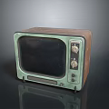 Classic Vintage Computer With Retro CRT Monitor Green Brown Case And Control Knobs
