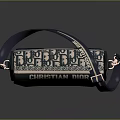 Christian Dior Stylish Handbag With Blue And White Pattern Metallic Buckles And Shoulder Strap