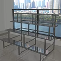 Multi Tiered Metal Flower Stand With Perforated Design For Indoor Window 3d model