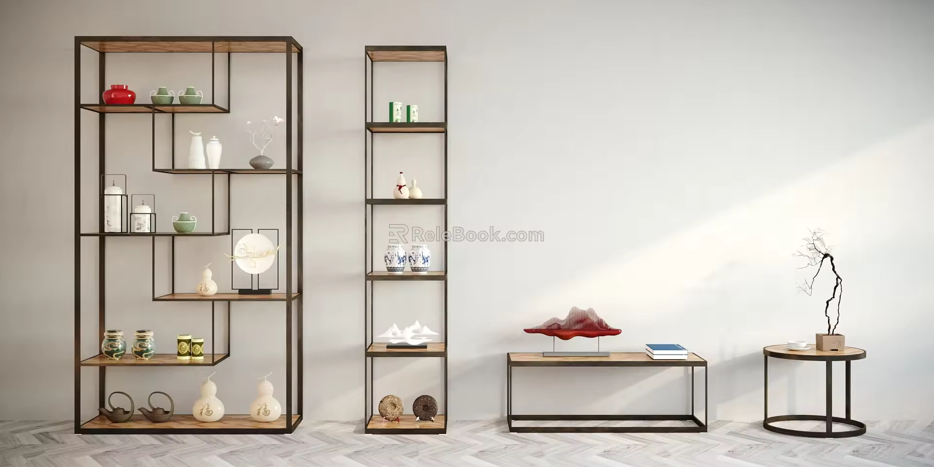 Modern Storage Rack Display Rack Side Decoration Combination 3d model
