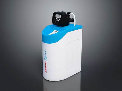 HydroTreat White And Blue Water Treatment Equipment With Black Control Panel 3d model
