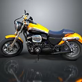 Yellow and Black Classic Motorcycle with Black Seat and Shiny Chrome Details