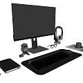 Computer equipment mouse keyboard headset display 3d model