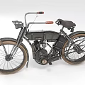 Vintage Bicycle With Old Engine Retro Design Metal Frame And Brown Tires