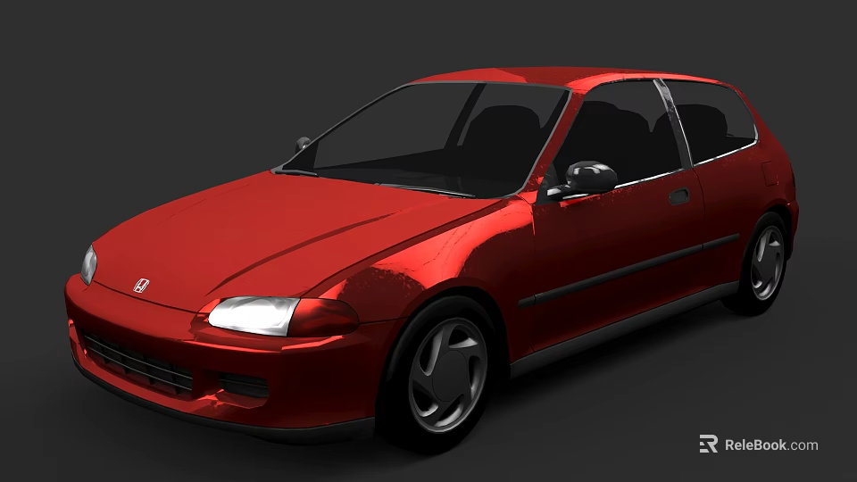 Red Honda Two Door Sedan With Shiny Exterior And Modern Design 3d model 