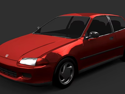 Red Honda Two Door Sedan With Shiny Exterior And Modern Design 3d model