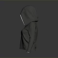 Gray Hooded Jacket With White Collar Zip Front Design And Functional Pockets Modern Casual Outerwear