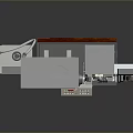 Industrial Machine With Reel Control Panel Wheel And Gray Blue Mechanical Structure Design