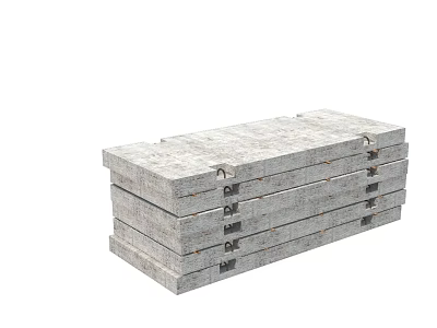 Stacked Gray Stone Slabs As Construction Components With Metal Connectors 3d model