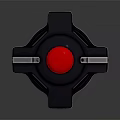 Modern Decorative Ornament Set With Black Base Red Button And Sleek Geometric Design