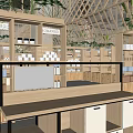 Bright Department Store Interior With Open Layout Wooden Shelves And Products