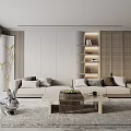 Quiet sofa tea table combination 3d model