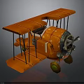 Vintage Orange Biplane Toy Model With Cosmic Aviation Design Elements