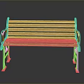 Public Bench With Wooden Slats And Green Metal Frame For Outdoor Areas