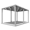 Outdoor Wooden Garden Pergola With Grid Roof Frame And Columns On Platform
