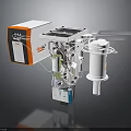Industrial Mechanical Equipment Featuring White Body Orange Control Panel Connecting Pipes And Cylindrical Container