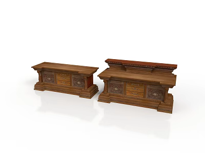 Traditional Wooden Cabinets with Carved Details and Solid Wood Design for Home Living 3d model