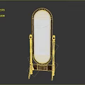 Classic Wooden Standing Mirror With Decorative Frame And Stable Stand